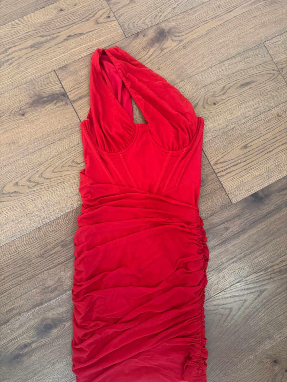 Red Halter Ruched Women’s Dress